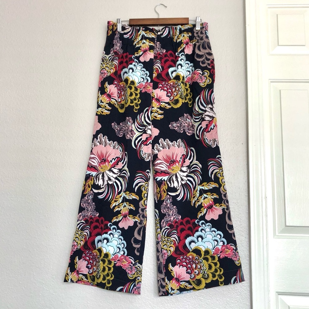 New York & Company Floral Wide-Leg Pants - Black, Pink, Yellow, Blue